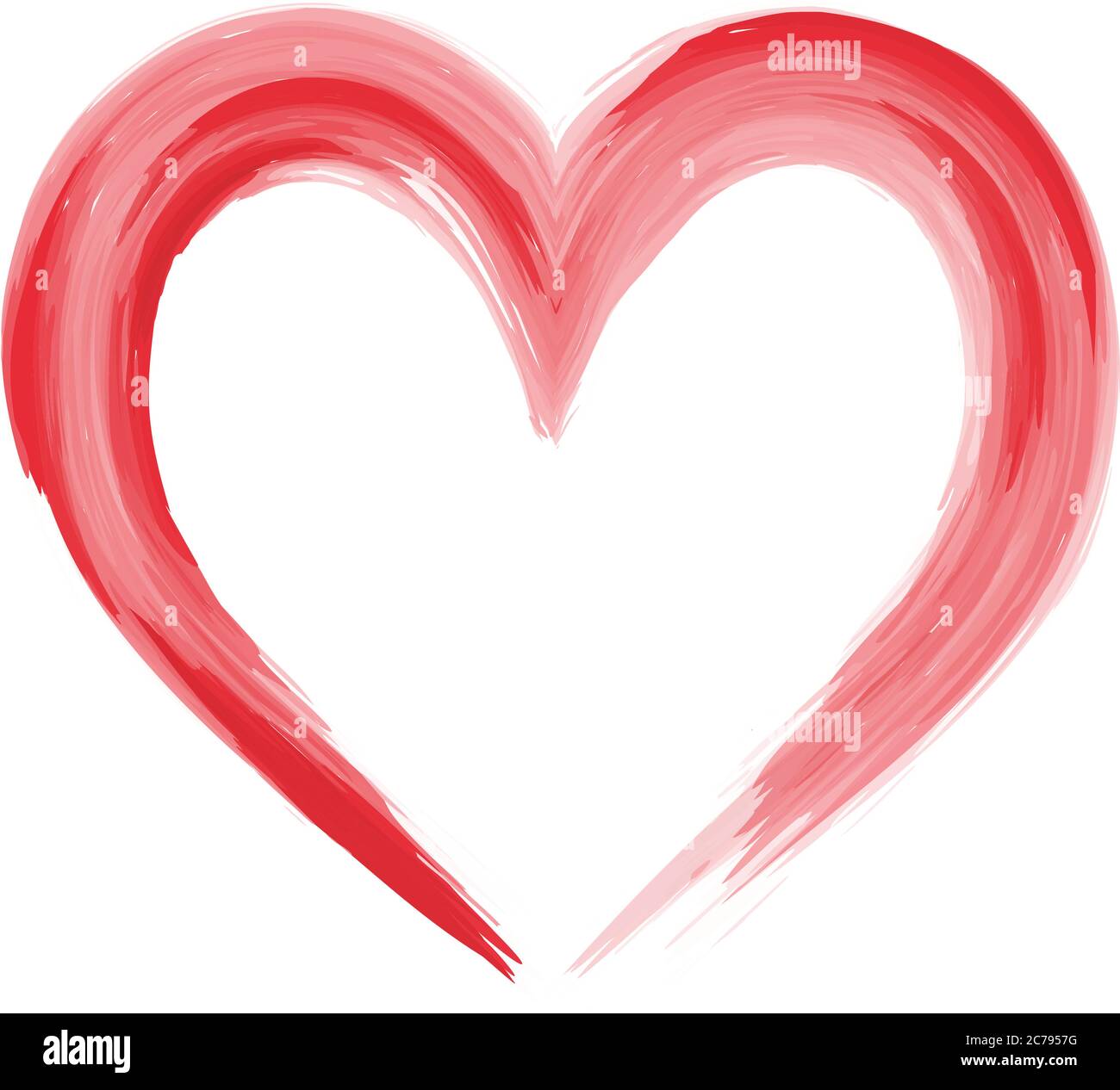 Rote Aquarell Herz Form Umriss Vektor Illustration isoliert auf weiß Stock Vektor