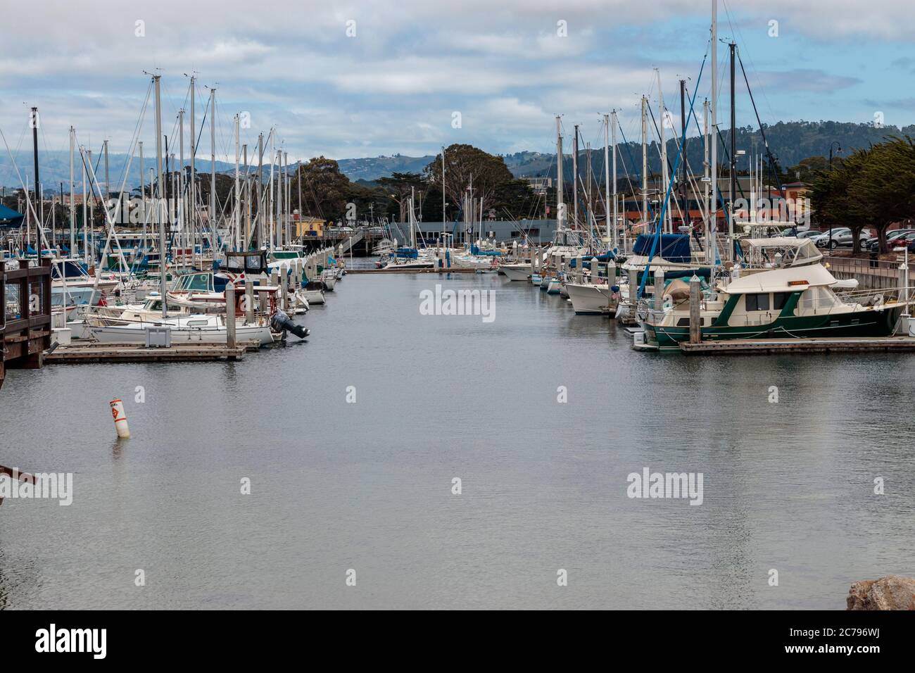 Blick auf Boote in Monterey Marina Stockfoto