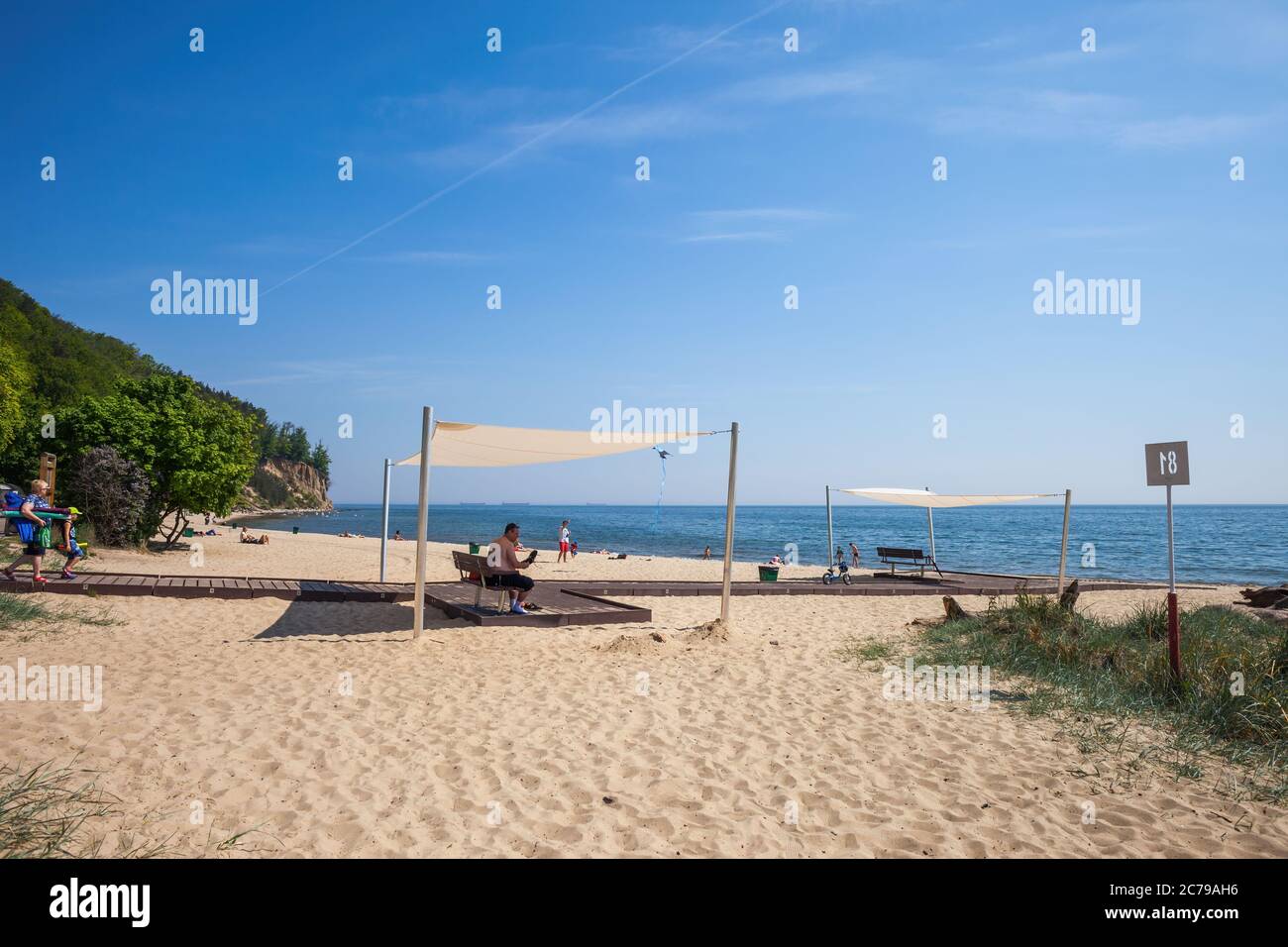 Sandstrand an der Ostsee in Orlowo, Gdynia, Polen Stockfoto