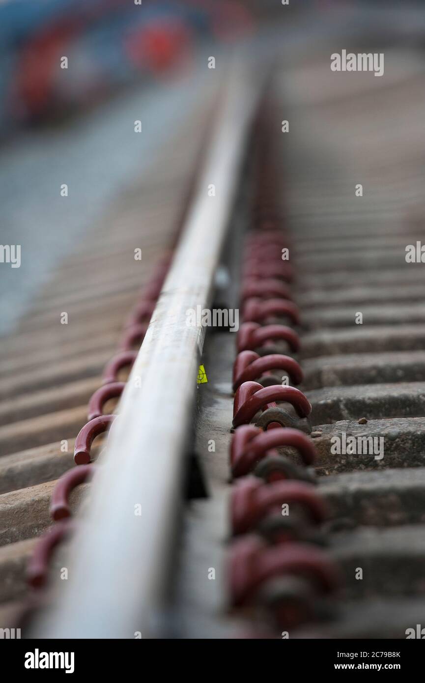 Eisenbahn Permanent Way Team arbeitet auf Eisenbahnstrecke in Großbritannien. Stockfoto