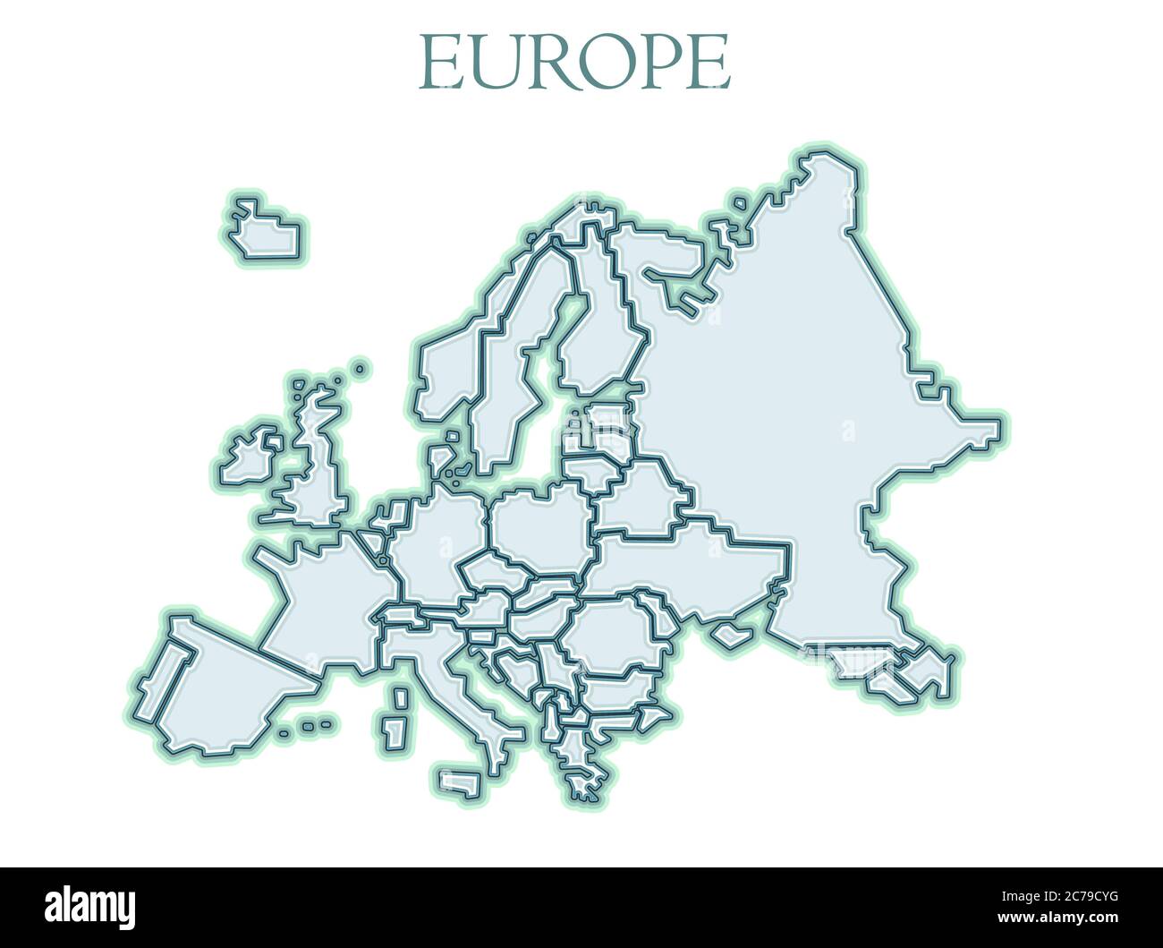 Eine Karte von Europa. Vektor. Flache Cartoons in einem rauen Stil. Ungenau. Stock Vektor