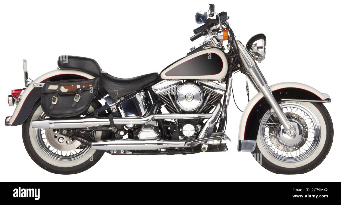 Vintage-Stil Harley-Davidson Ausschnitt auf weißem Hintergrund Stockfoto