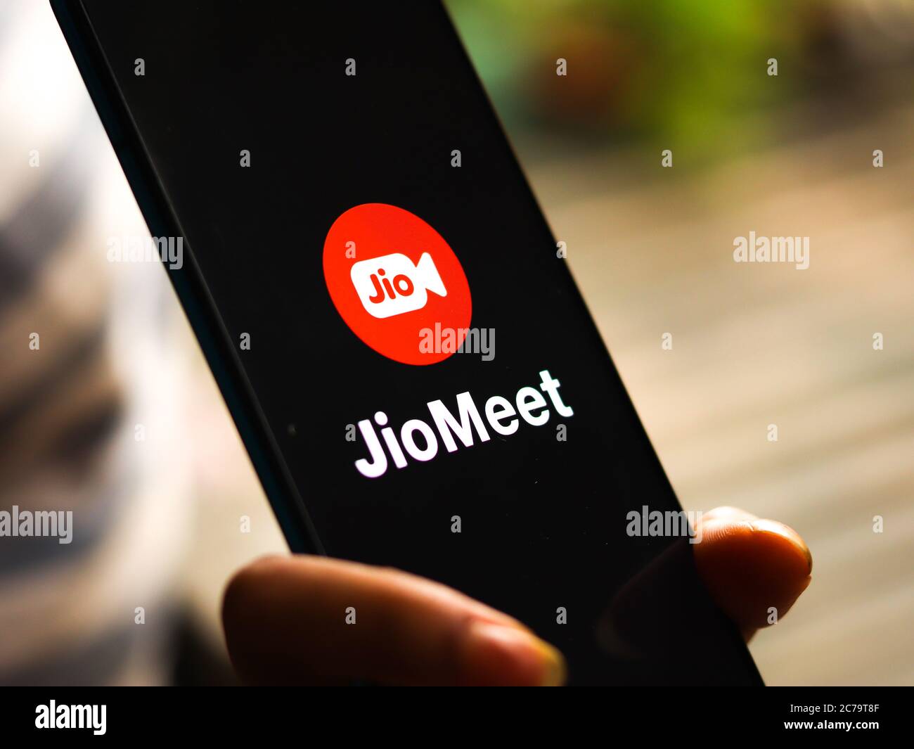 Assam, indien - 5. Juli 2020 : Jiomeet eine Videokonferenz-App. Stockfoto