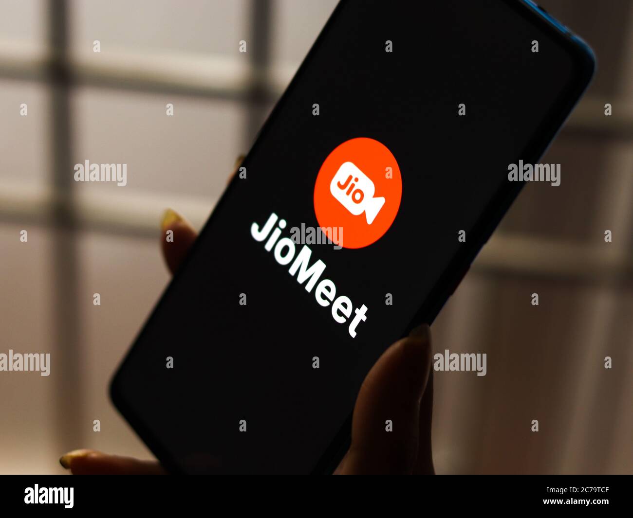 Assam, indien - 5. Juli 2020 : Jiomeet eine Videokonferenz-App. Stockfoto