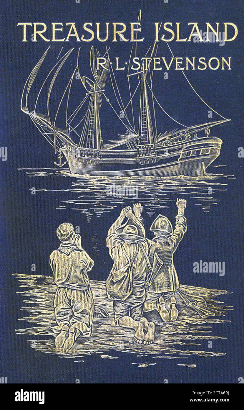 TREASURE ISLAND 1883 Abenteuerroman von Robert Louis Stevenson. Cover einer Ausgabe 1899. Stockfoto