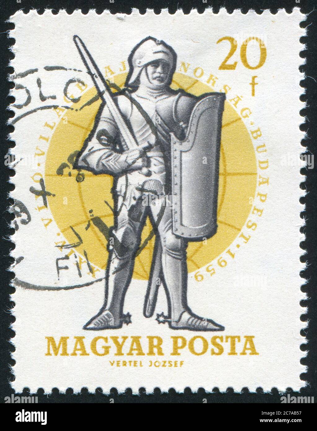 UNGARN UM 1959 Briefmarke gedruckt von Ungarn, zeigt Krieger, 15