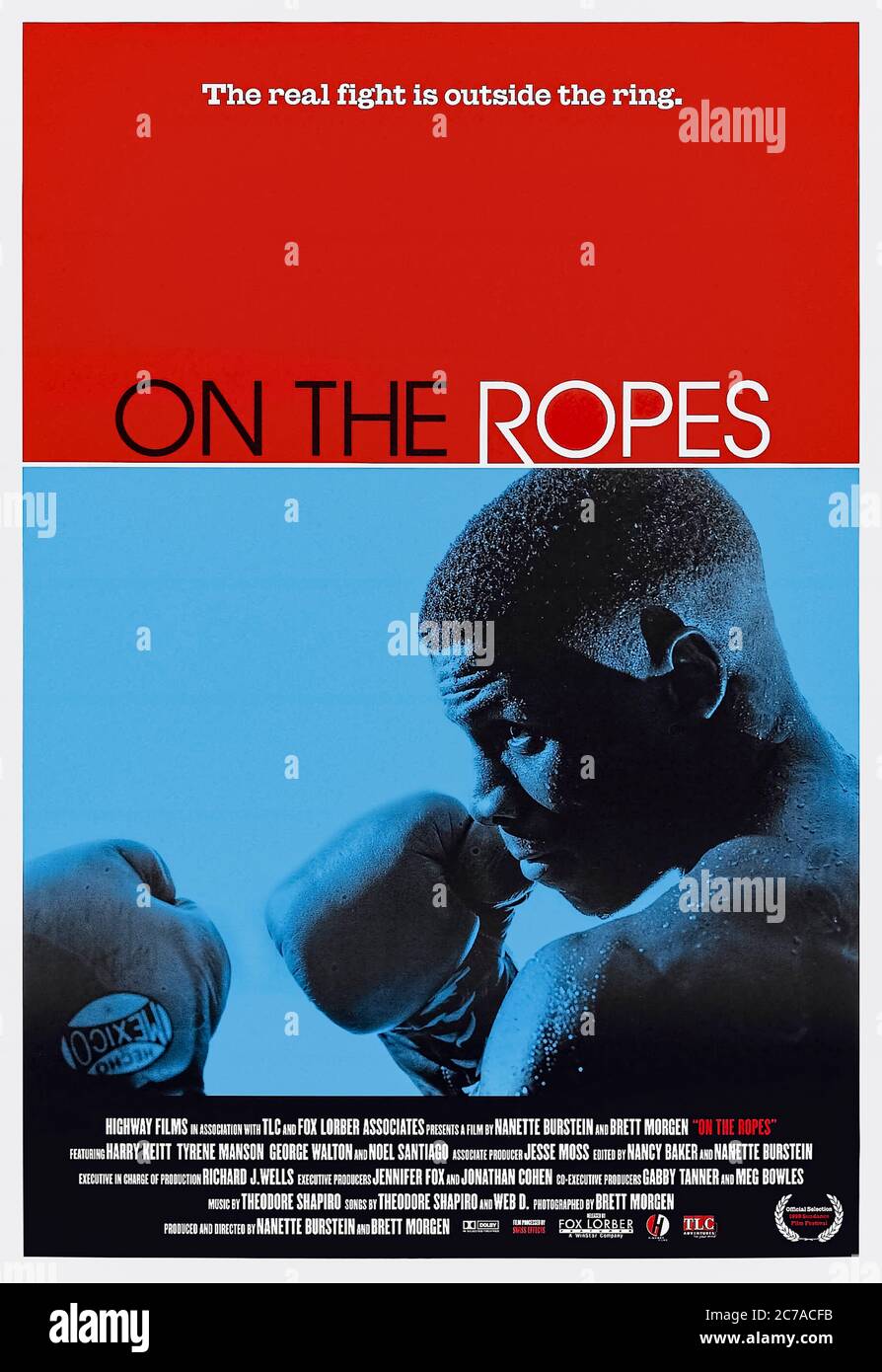 On the Sropes (1999) unter der Regie von Nanette Burstein und Brett Morgen mit Sam Doumit, Martin Goldman und Harry Keit. Dokumentarfilm nach Boxtrainer Harry Keit und 3 jungen Boxern im und aus dem Ring. Stockfoto