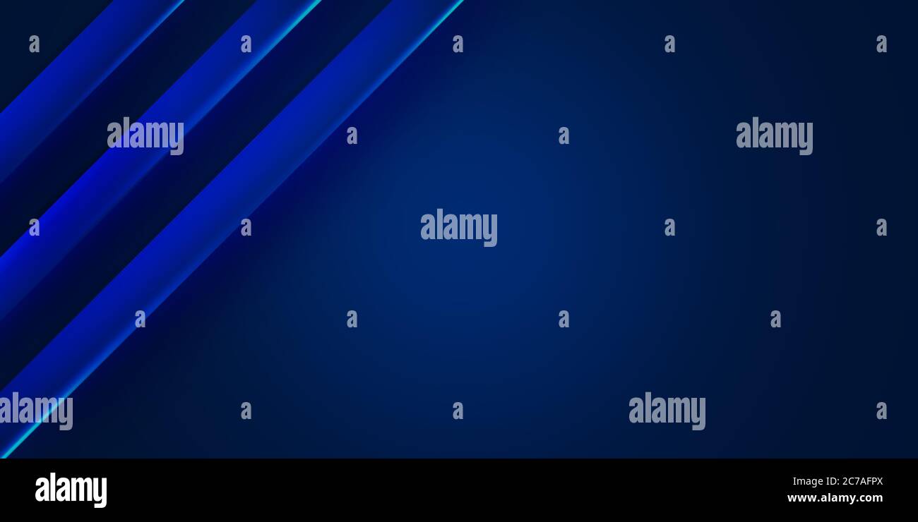 Dunkelblauer Neon-Licht-Verlauf Illustration Hintergrund mit Kopieplatz für Ihren Text Stockfoto