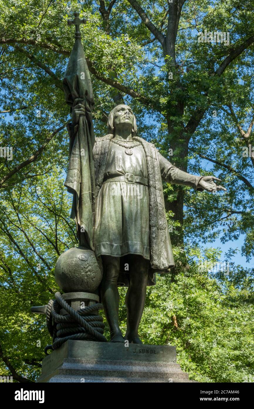 Statue von Christopher Columbus, Central Park, New York City Stockfoto