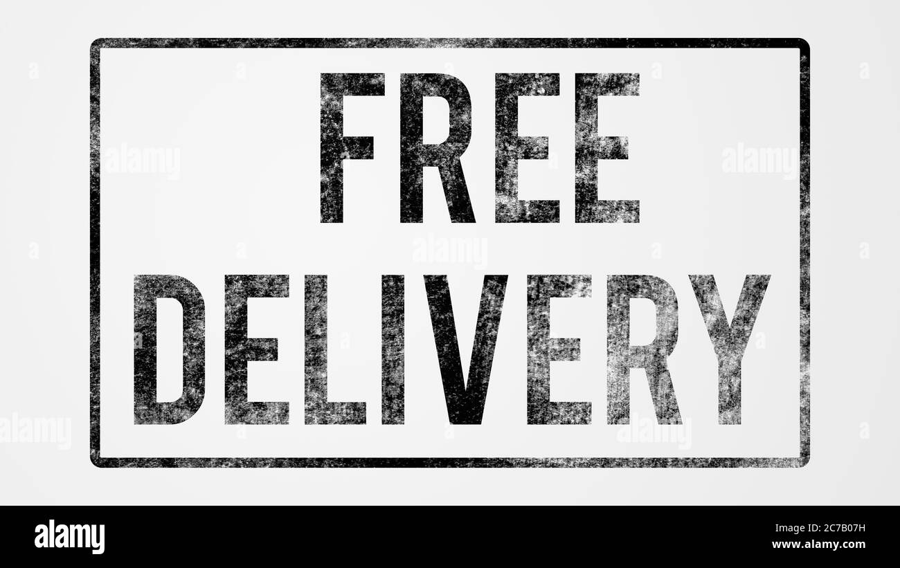 Kostenlose Lieferung Grunge Illustration Verwendung für Landing Page, Website, Poster, Banner, Flyer, Hintergrund, Geschenkkarte, Gutschein, Label, Verkauf Förderung, Werbung Stockfoto