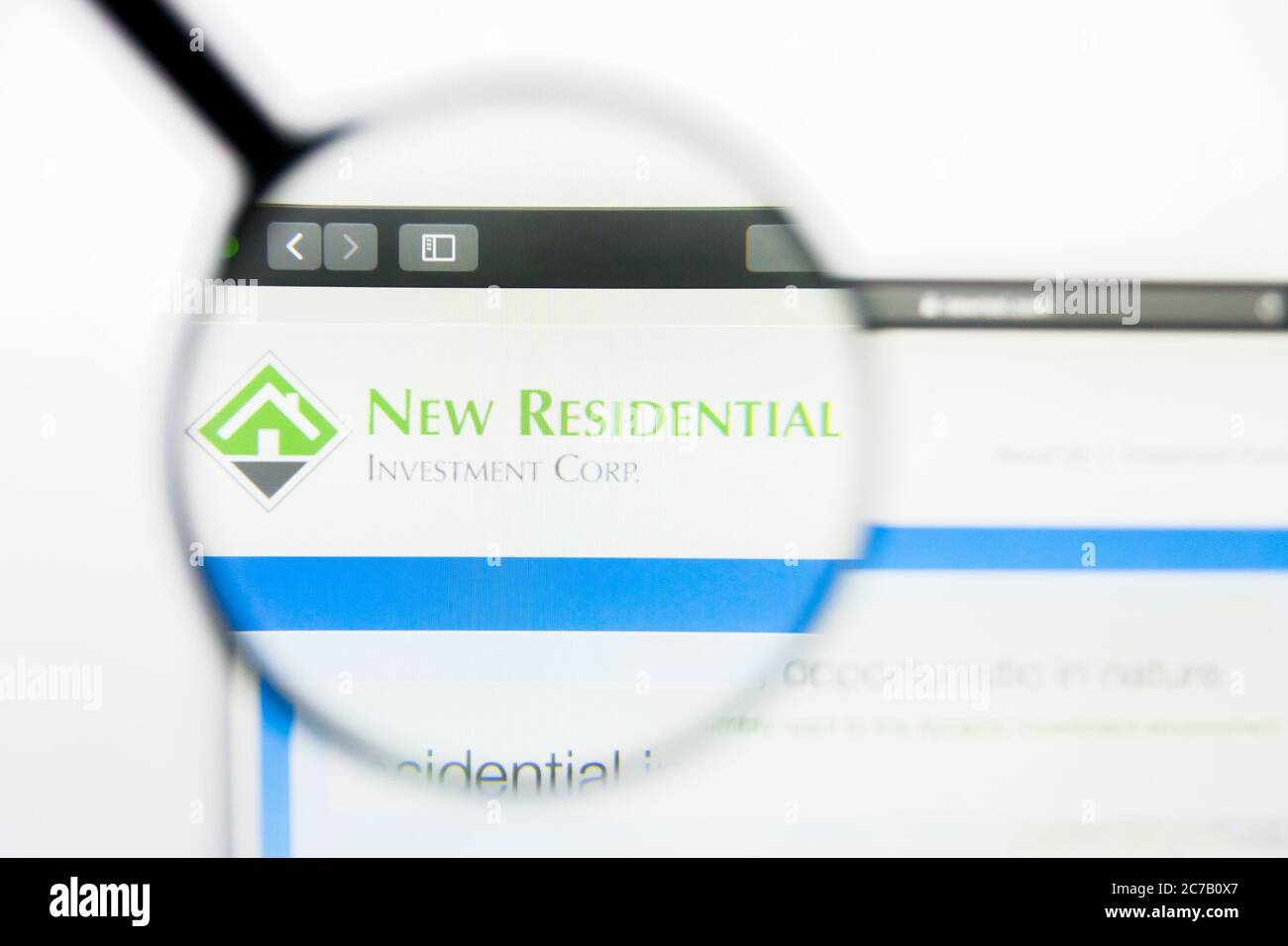 Los Angeles, Kalifornien, USA - 23. März 2019: Illustrative Editorial der Homepage von New Residential Investment. Neues Residential Investment-Logo Stockfoto