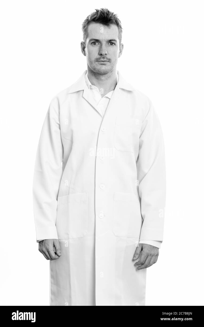 Porträt eines gutaussehenden Mann Arzt in schwarz und weiß Stockfoto
