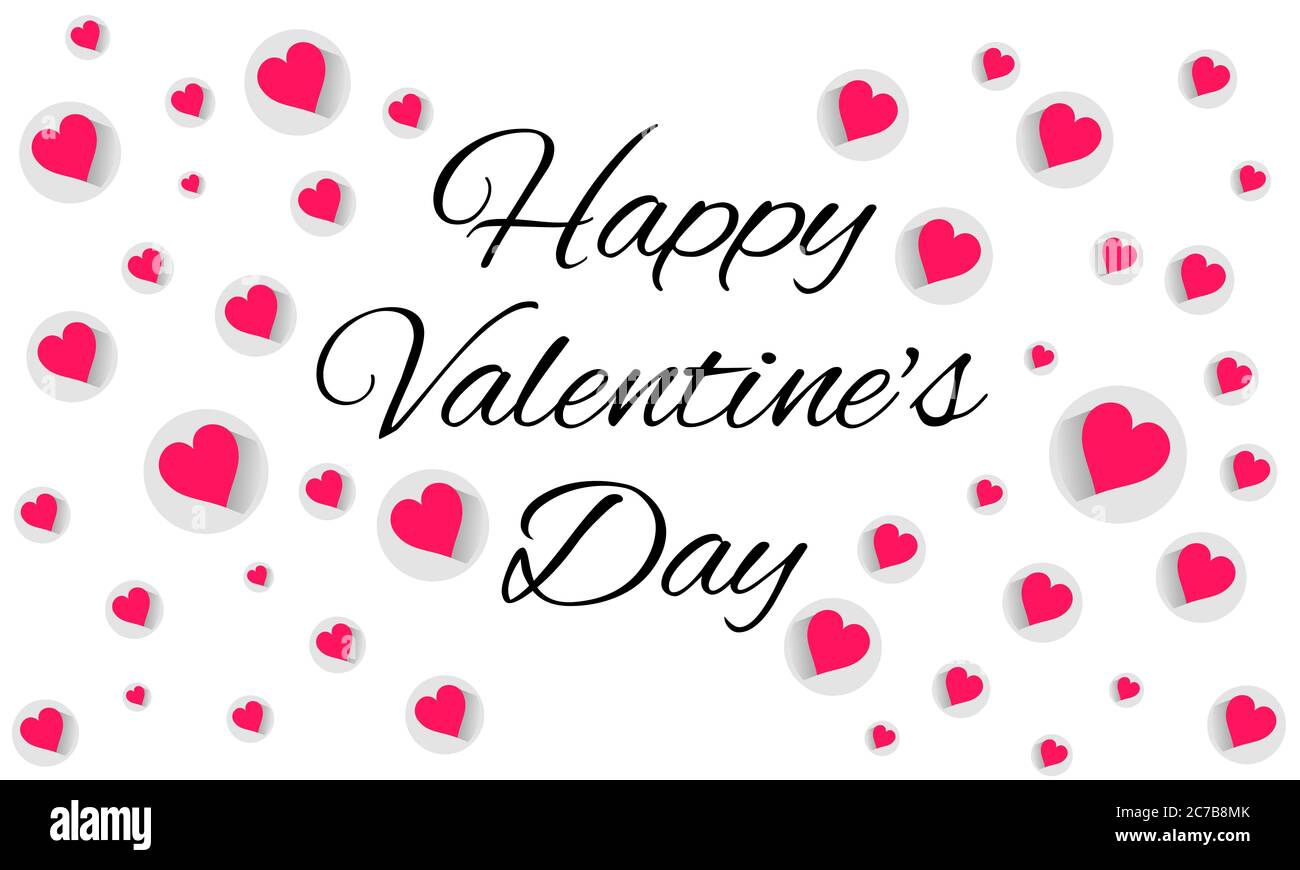 Valentinstag Karte Hintergrund Illustration mit Herzen schweben überall auf weißem Hintergrund. Ideal für Liebe, Karten, Dekorationen, Plakate, Banner, Stockfoto