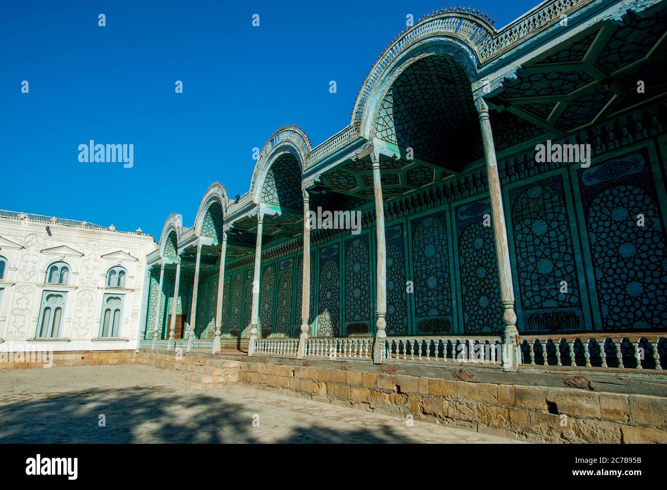 Der Sitora-i Mokhi Khosa Saroy, der Palast eines Sterns wie der Mond, war die Sommerresidenz der letzten Buchara Emiren, nahe der Stadt Buchara, Uzbe Stockfoto