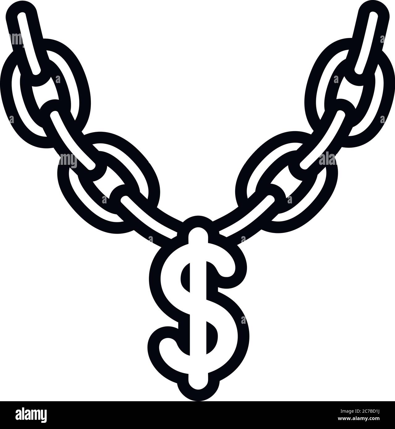 Symbol für die Halskette mit Dollarzeichen. Umriss Dollar Zeichen Halskette Vektor-Symbol für Web-Design isoliert auf weißem Hintergrund Stock Vektor