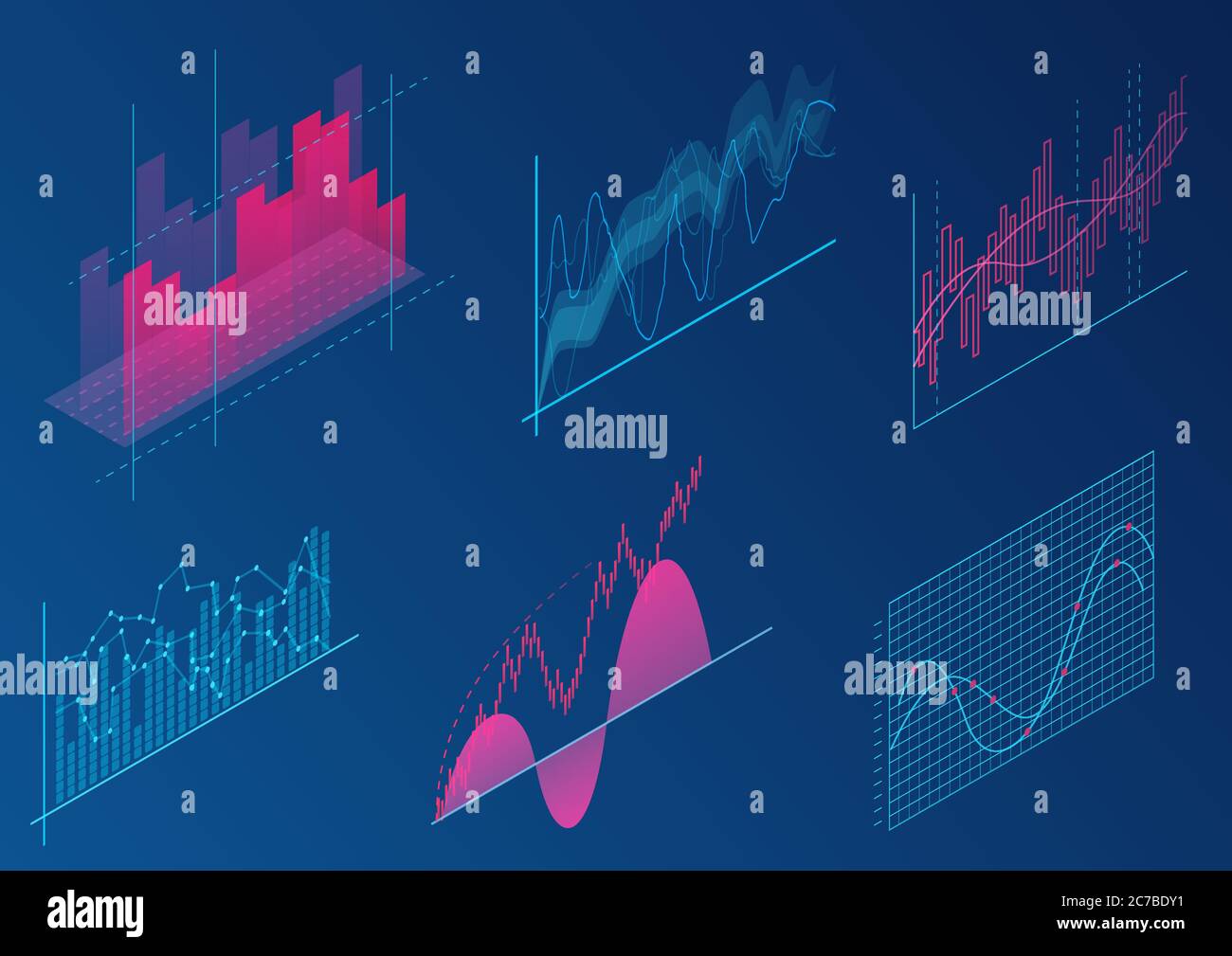 Helle moderne Gradientenfarbe Infografik Vektor-Elemente. 3d isometrisches Design für die Förderung, Präsentation, Umsatz Banner, Einkommen Bericht Design, stilvolle Website Stock Vektor