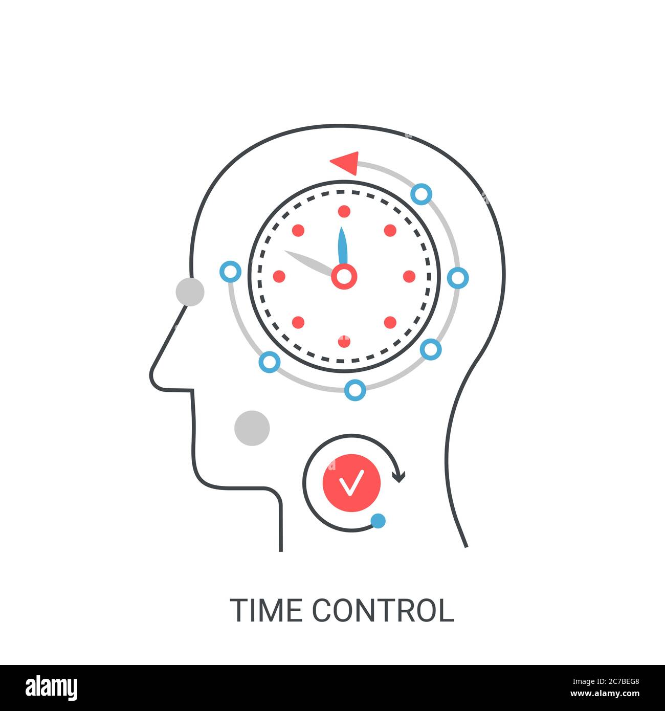Time Flat Line Control Vektor Illustration Konzept isoliert Stock Vektor