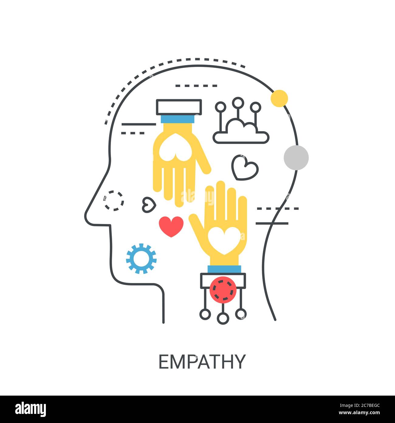 Empathie flache Linie Vektor Illustration Konzept isoliert Stock Vektor