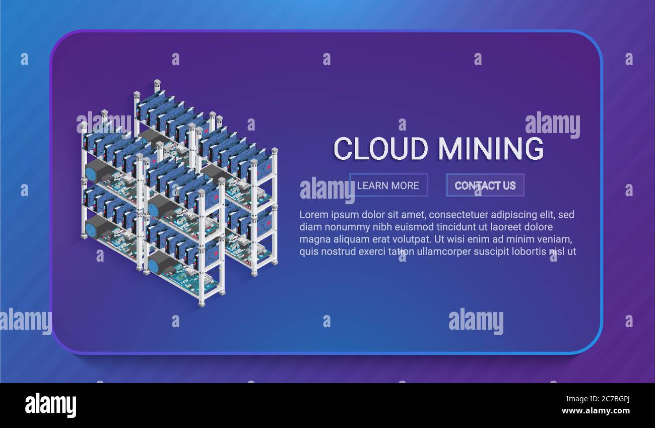 3d isometrische digitale Währung oder Kryptowährung Bergbau Farm Vektor-Konzept in trendigen weichen Gradienten Stil Stock Vektor