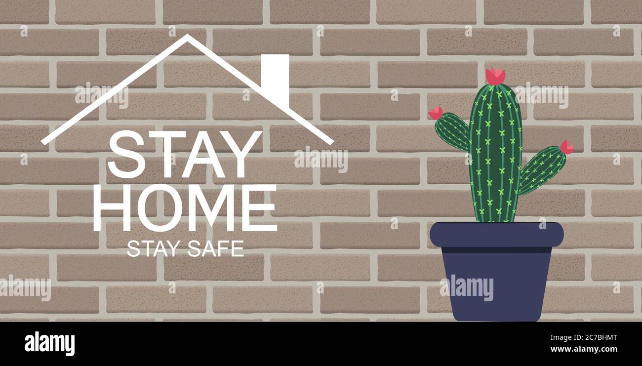 Bleib Zu Hause. Stay Safe Poster Awareness Social Media Kampagne und Coronavirus Prävention. Vektorgrafik Stock Vektor