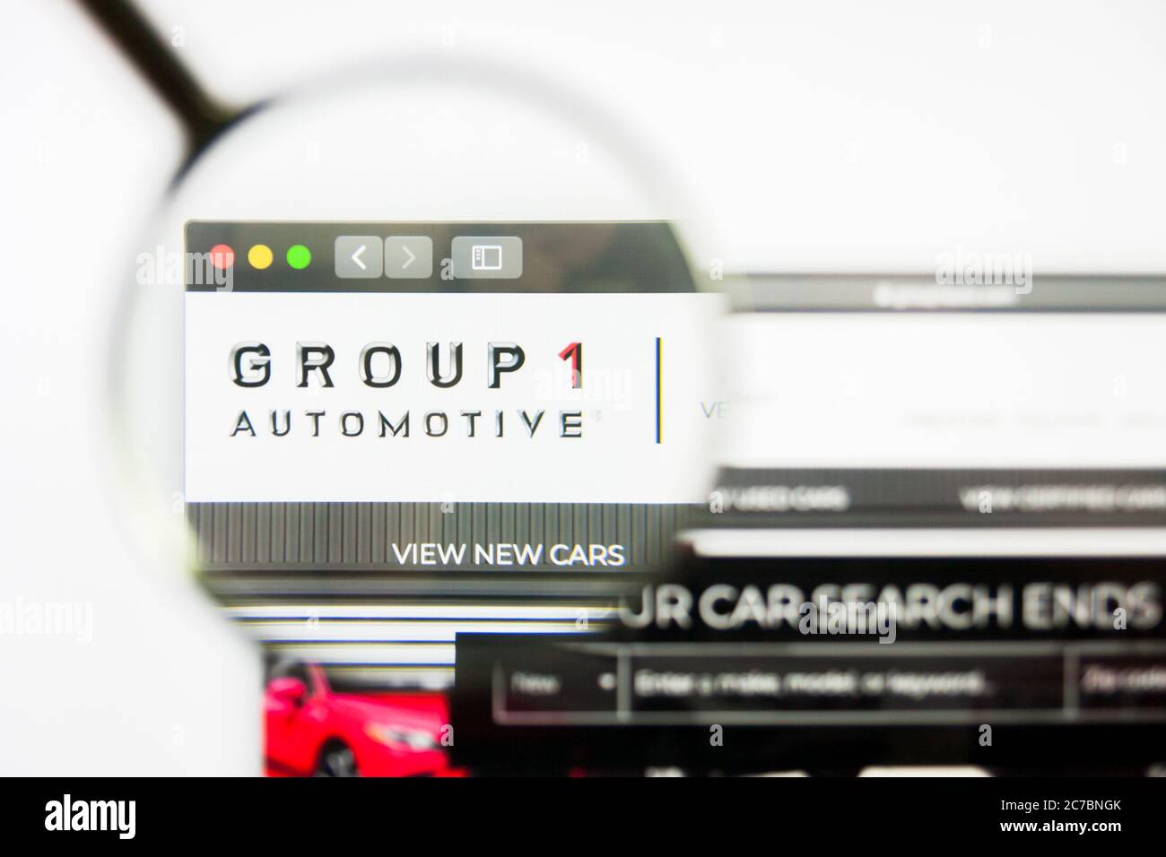 Los Angeles, Kalifornien, USA - 8. April 2019: Illustrative Editorial der Group 1 Automotive Homepage. Gruppe 1 Automotive Logo sichtbar auf dem Display Stockfoto