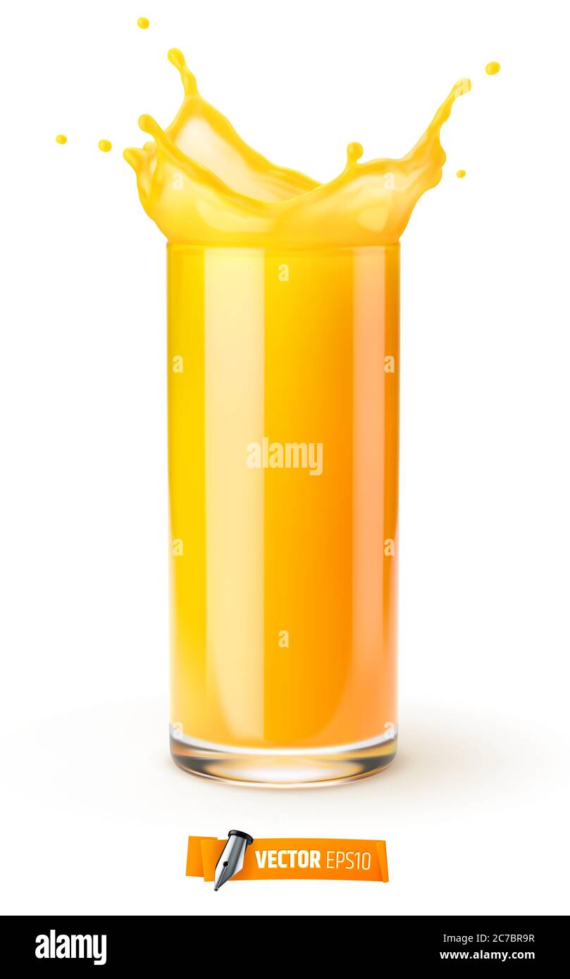 Vector Glas Fruchtsaft auf weißem Hintergrund Stock Vektor