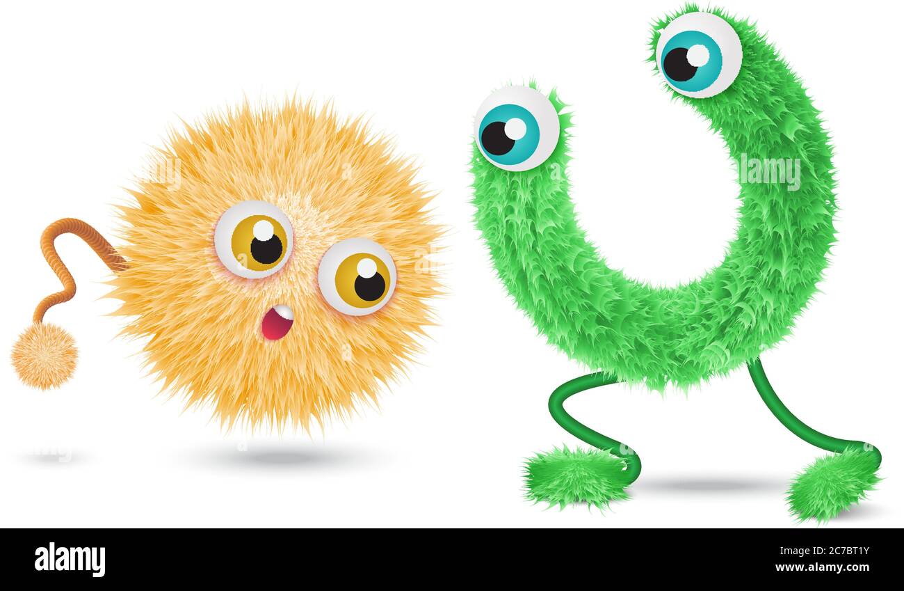 Niedliche realistische Haar Fell Monster auf weißem Hintergrund isoliert Stock Vektor
