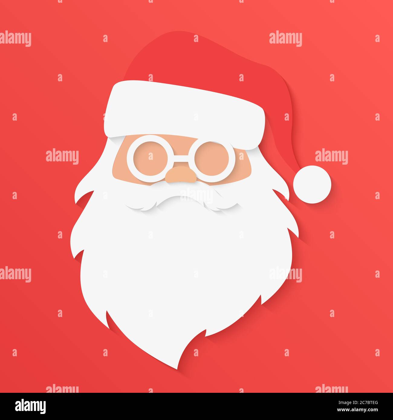 Weihnachtskarte. Santa Claus Porträt Gesicht in trendigen Papier cuted Stil Vektor-Illustration Stock Vektor