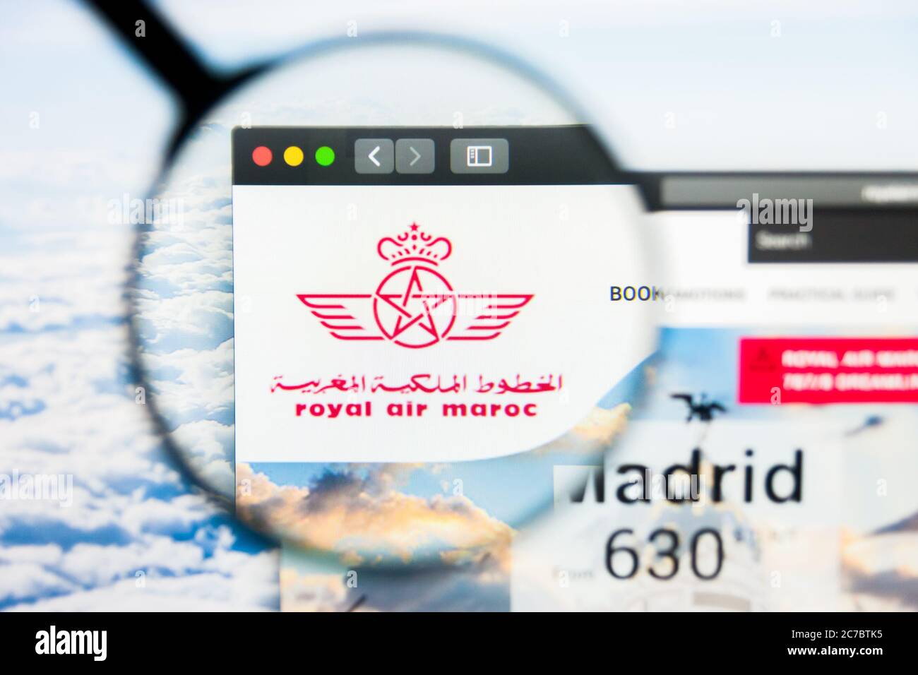 Los Angeles, Kalifornien, USA - 21. März 2019: Illustrative Editorial der Homepage von Royal Air Maroc. Royal Air Maroc-Logo auf dem Display sichtbar Stockfoto