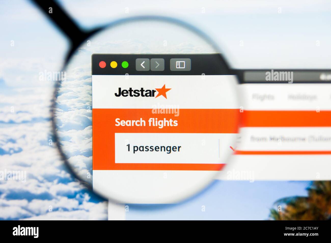 Los Angeles, Kalifornien, USA - 21. März 2019: Illustrative Editorial der Jetstar Website Homepage. Jetstar-Logo auf dem Bildschirm sichtbar. Stockfoto