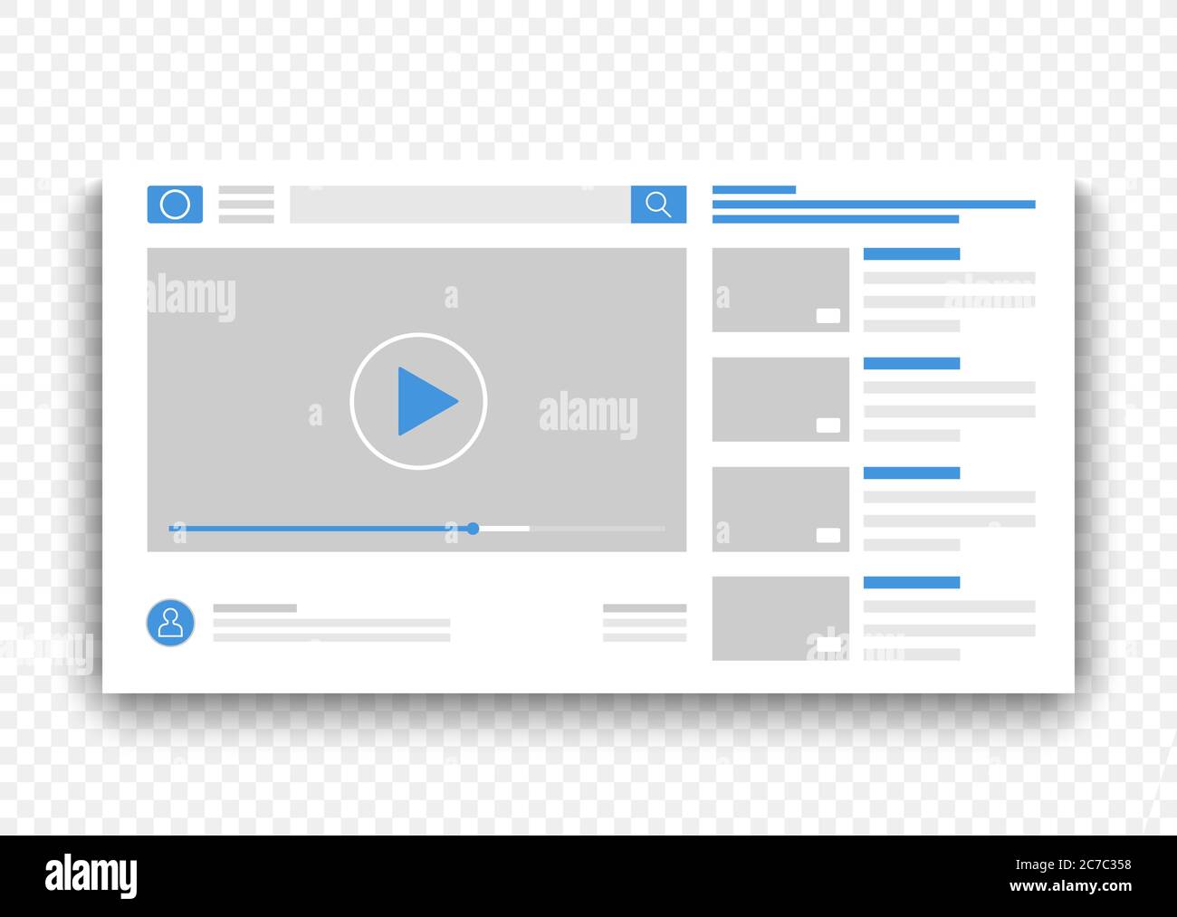 Browser-Video-Player-Fenster. Online-Film auf Website Konzept Vektor Illustration Stock Vektor