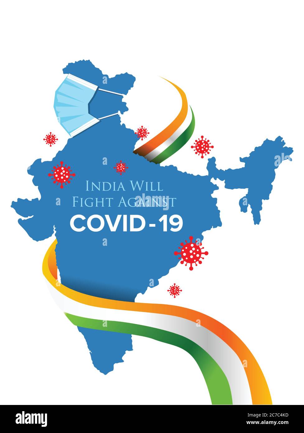 Poster zum Kampf gegen Coronavirus. Indien wird gegen die Social Media Post Covid-19 kämpfen. Vektor Illustrationindian, Flagge und Karte Stock Vektor