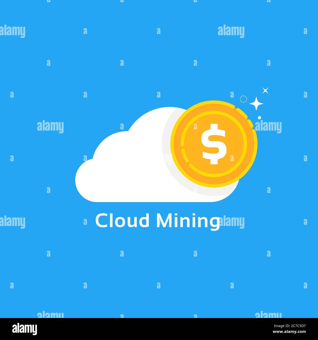 Cloud Mining Logo wie Kryptowährung Gewinn Stock Vektor