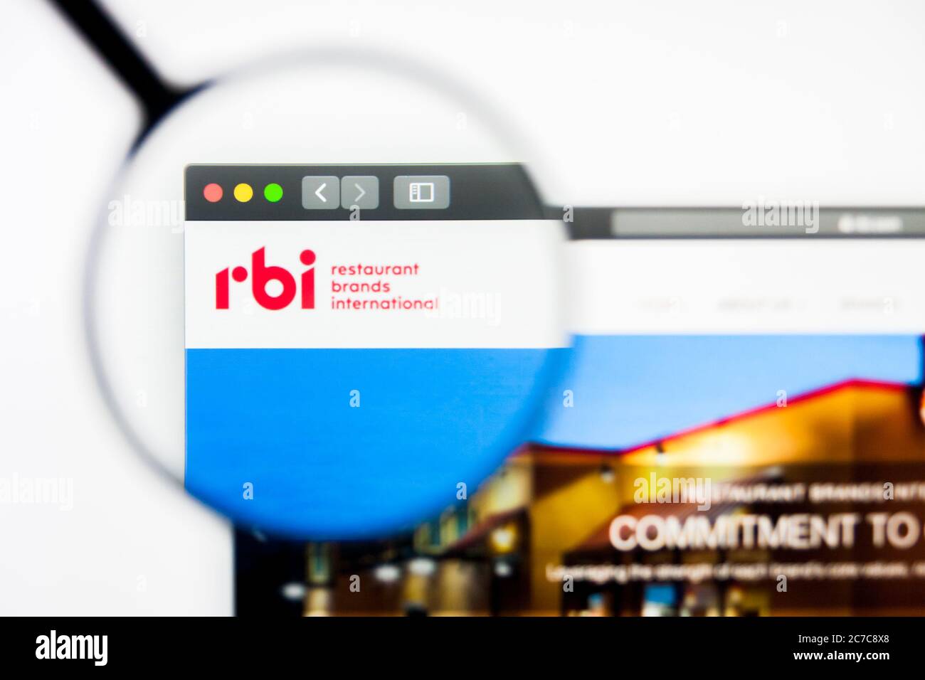 Los Angeles, Kalifornien, USA - 8. April 2019: Illustrative Editorial der Homepage von Restaurant Brands International. Restaurantmarken Stockfoto