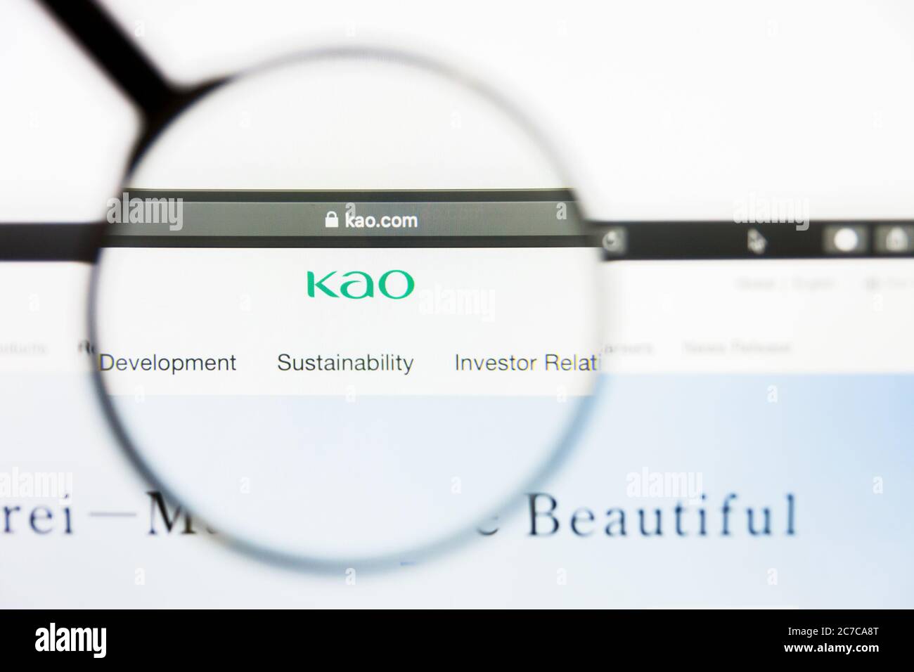Los Angeles, California, USA - 13. März 2019: Illustrative Editorial, Kao Corp Homepage. Kao Corp Logo sichtbar auf dem Display Stockfoto