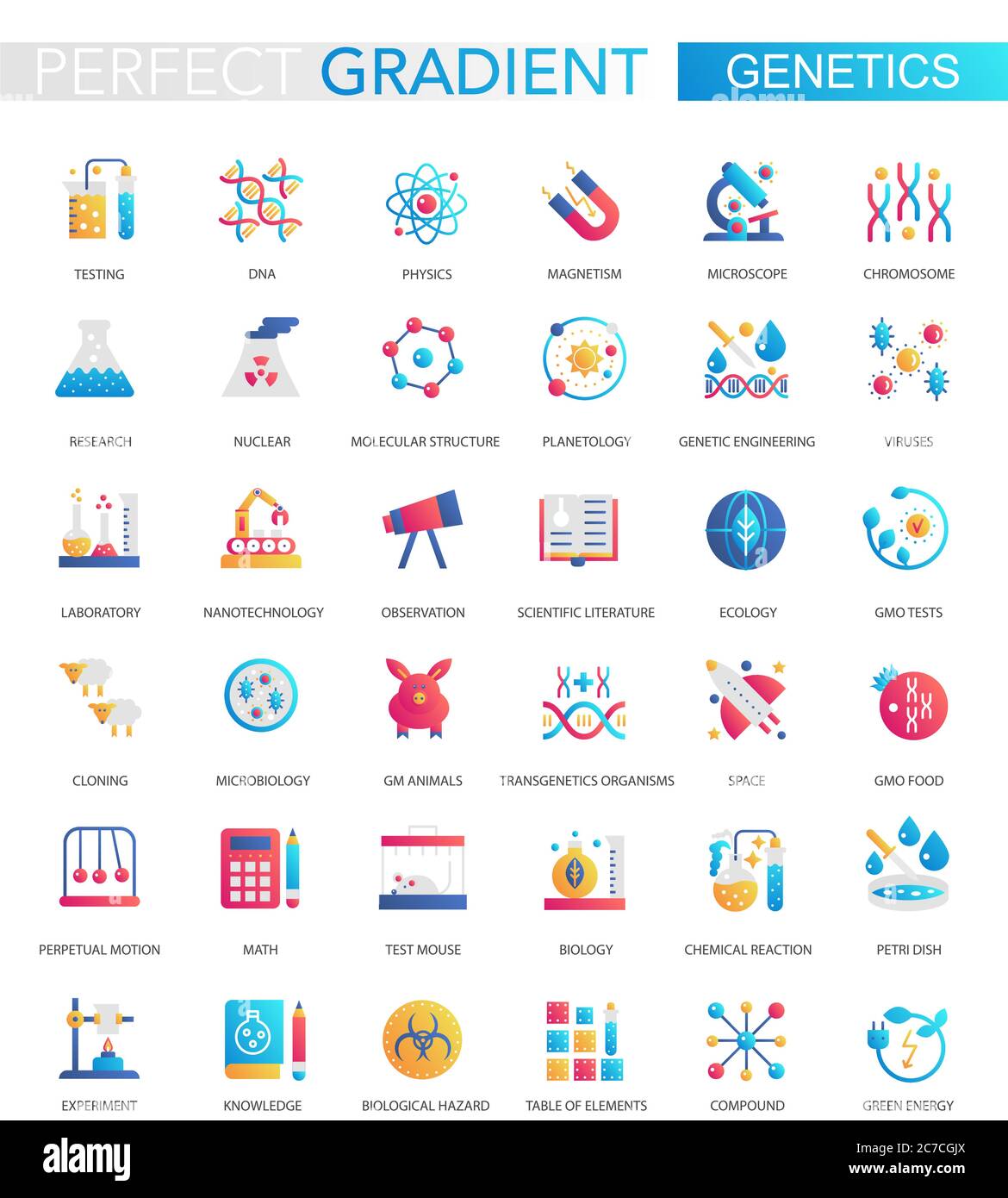 Vektor-Set von trendigen flachen Gradienten Genetik und Biochemie Symbole Stock Vektor Vektor-Set von trendigen flachen Gradienten Genetik und Biochemie Symbole Stock Vektor