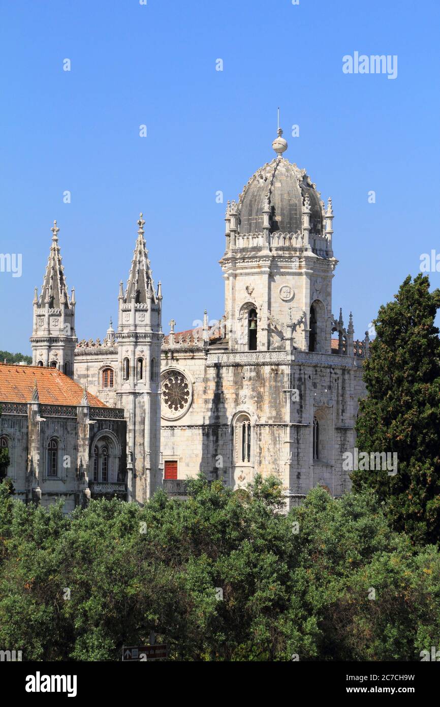 Portugal, Lissabon, Belem District, Hieronymites Kloster - Mosteiro dos Jeronimos erbaut hauptsächlich im Manuelinischen spätgotischen Stil - UNESCO-Weltkulturerbe. Stockfoto