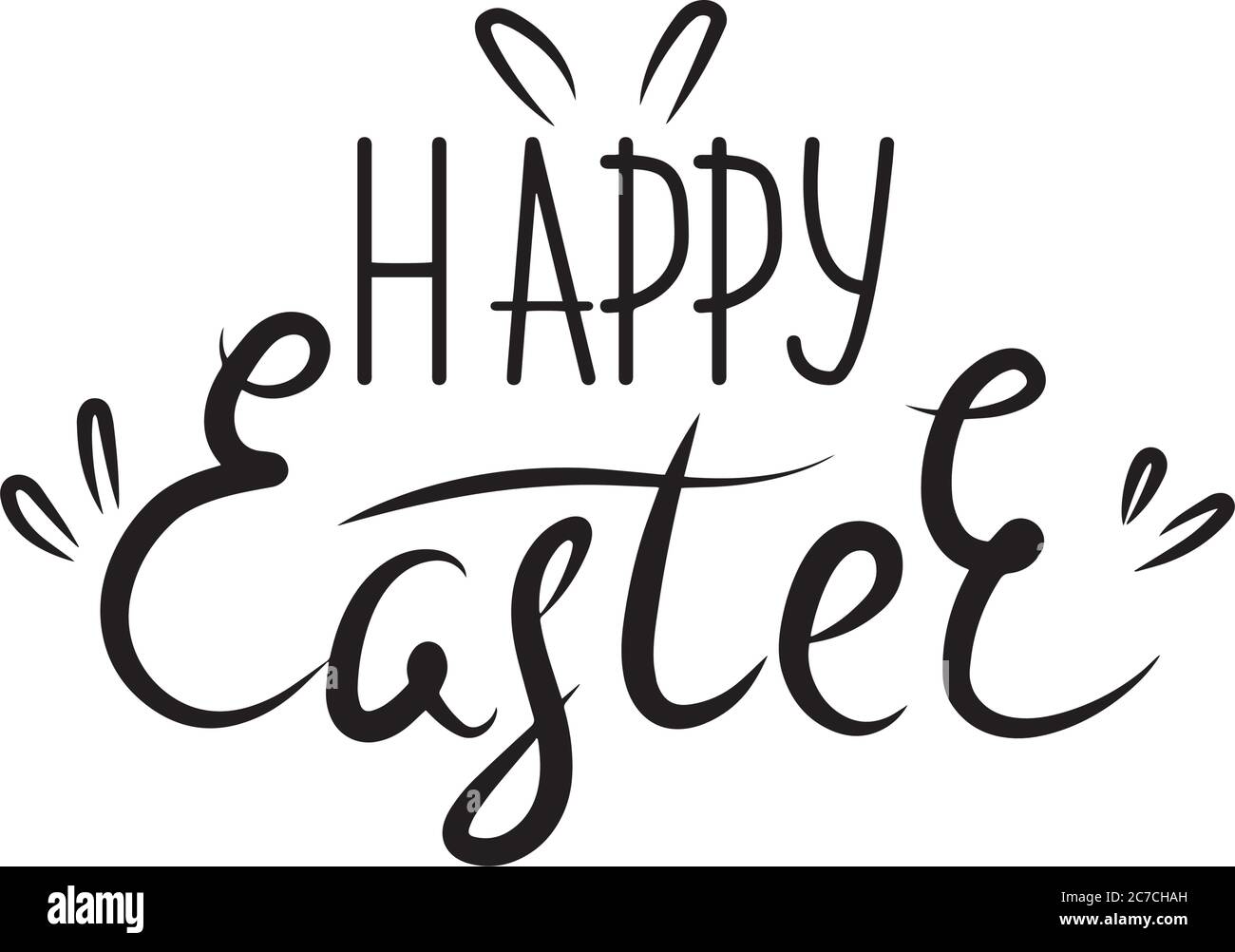 Vektorgrafik. Schriftzug Frohe Ostern. Handgezeichnete elegante moderne Pinselschrift von Happy Easter isoliert auf weißem Hintergrund. Stock Vektor