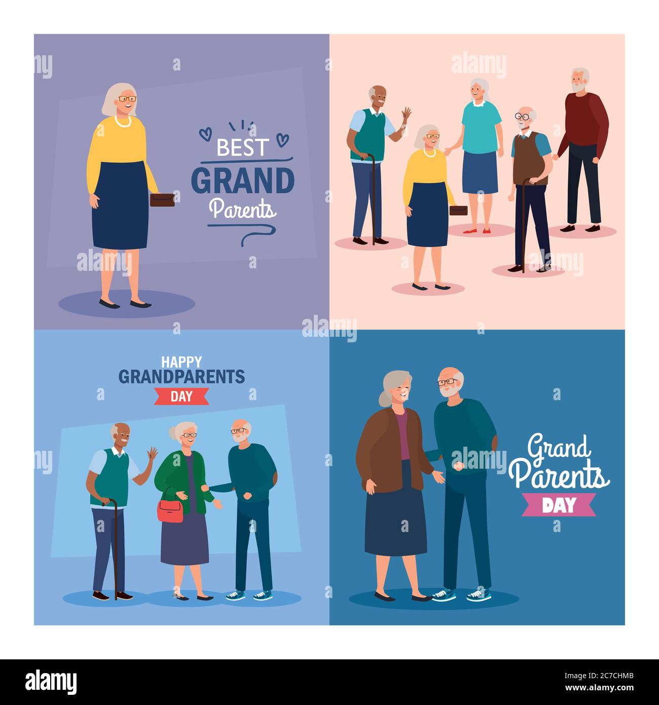 Großmütter und Großväter auf glückliche Großeltern Tag Vektor-Design Stock Vektor