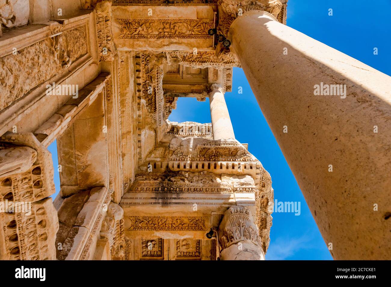 Bibliothek des Kelsos in Ephesus, Selçuk, Provinz Izmir, Türkei Stockfoto