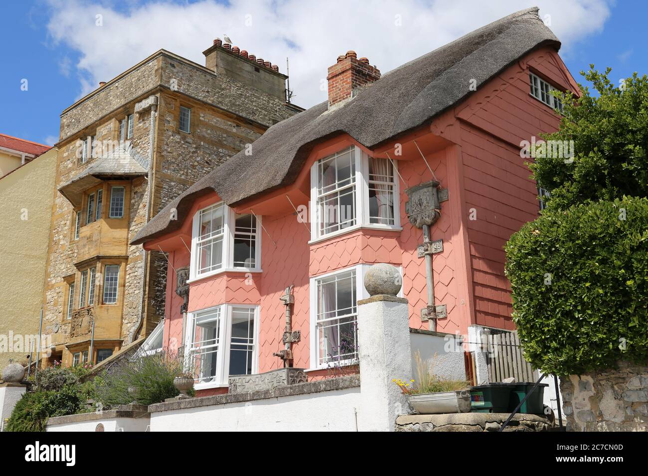 Strandhütten, Marine Parade, Lyme Regis, Dorset, England, Großbritannien, Großbritannien, Großbritannien, Großbritannien, Europa Stockfoto