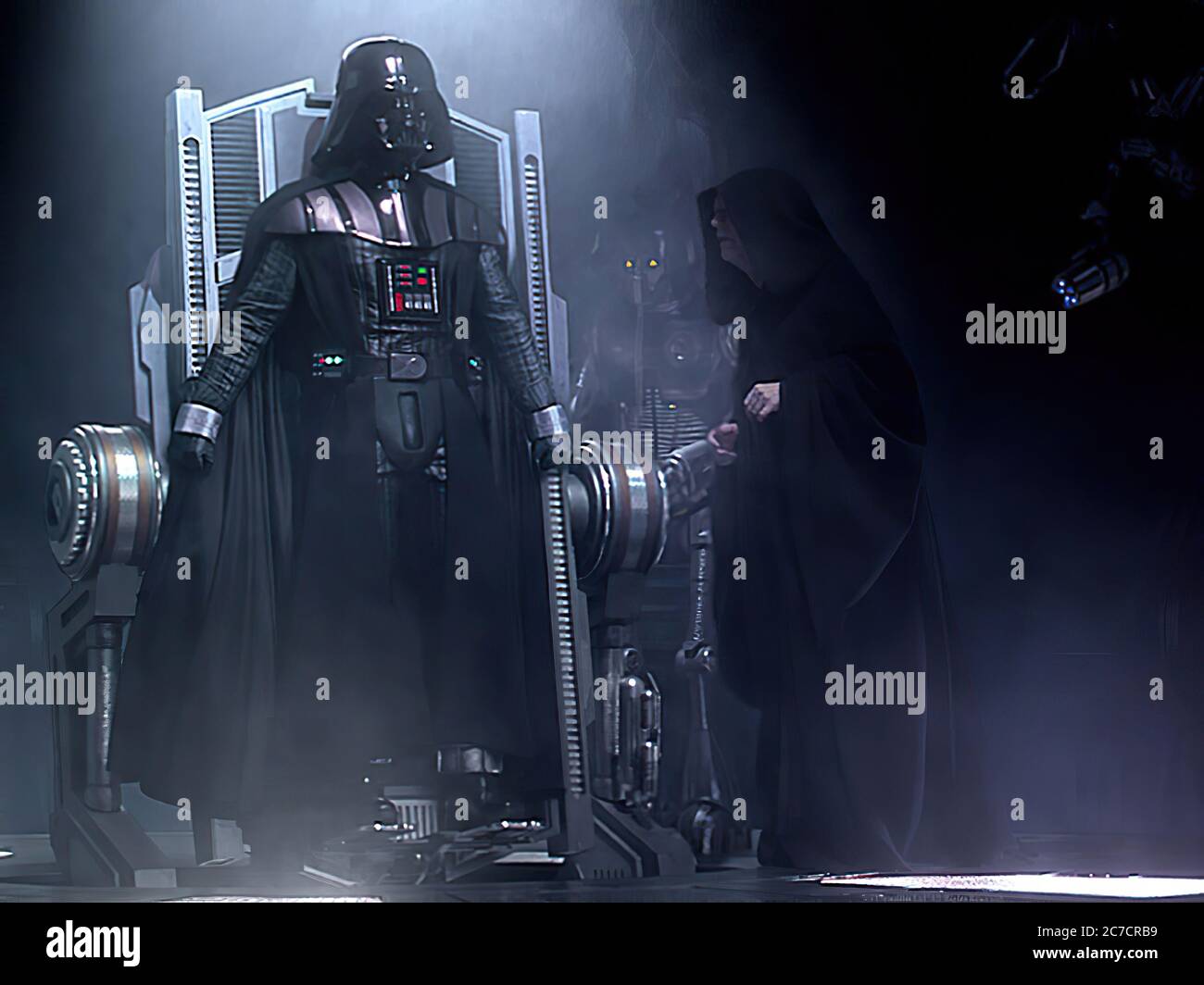 Hayden Christensen als Darth Vader und Ian McDiarmid als Darth Sidious im Film Star Wars Episode III Rache der Sith - Werbefilm Stockfoto