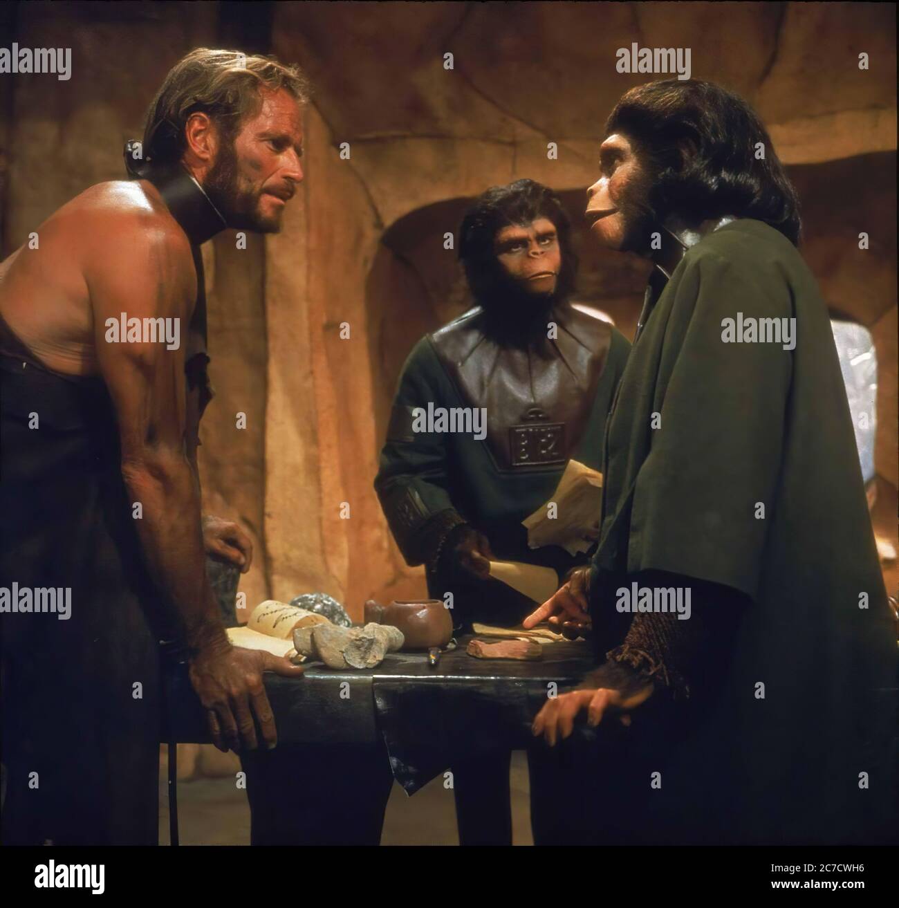 Kim Hunter Roddy McDowall und Charlton Heston in Planet of the Apes - Promotional Movie Picture Stockfoto