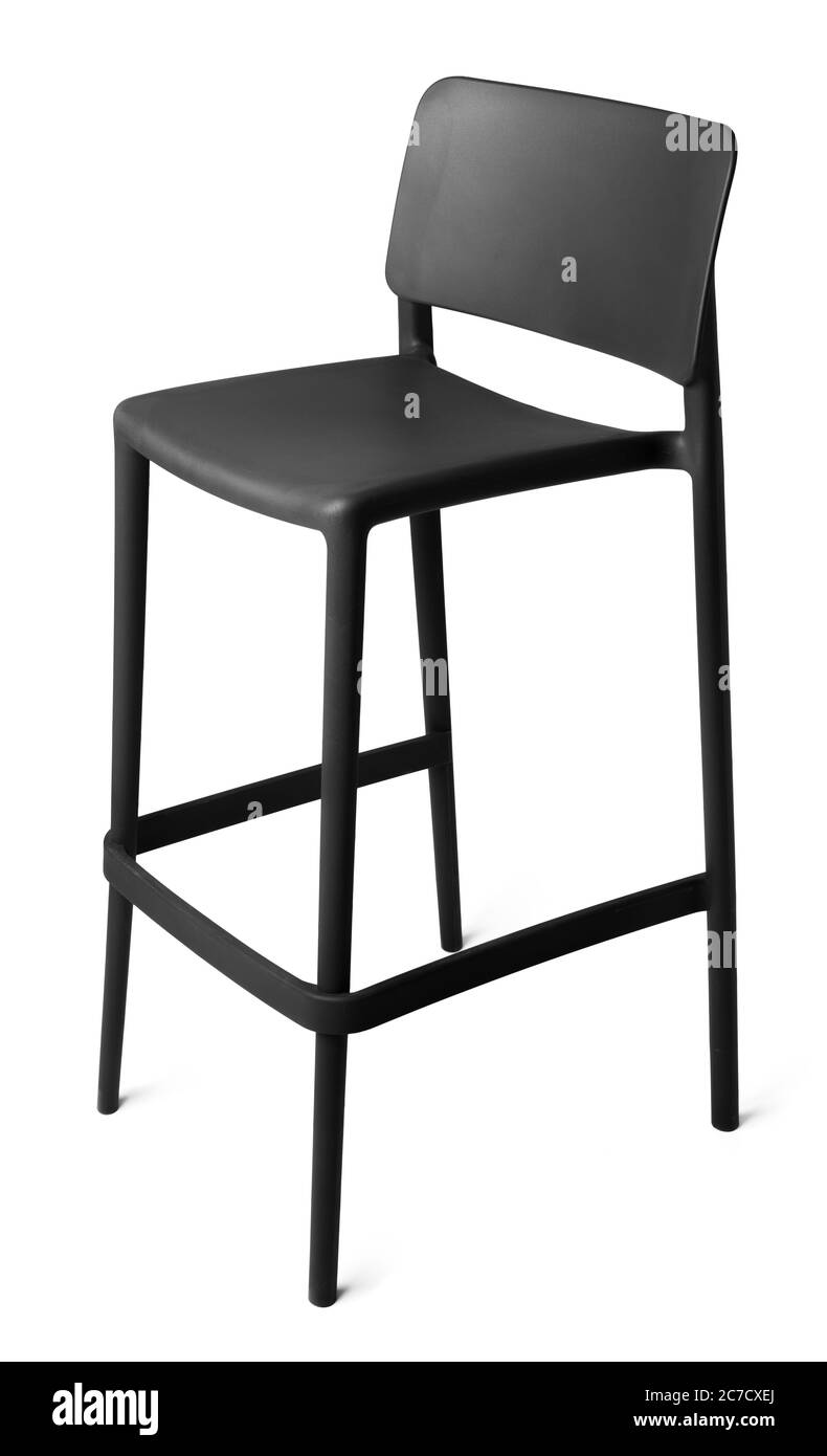 Hoher Barhocker aus Kunststoff isoliert auf Weiß Stockfoto