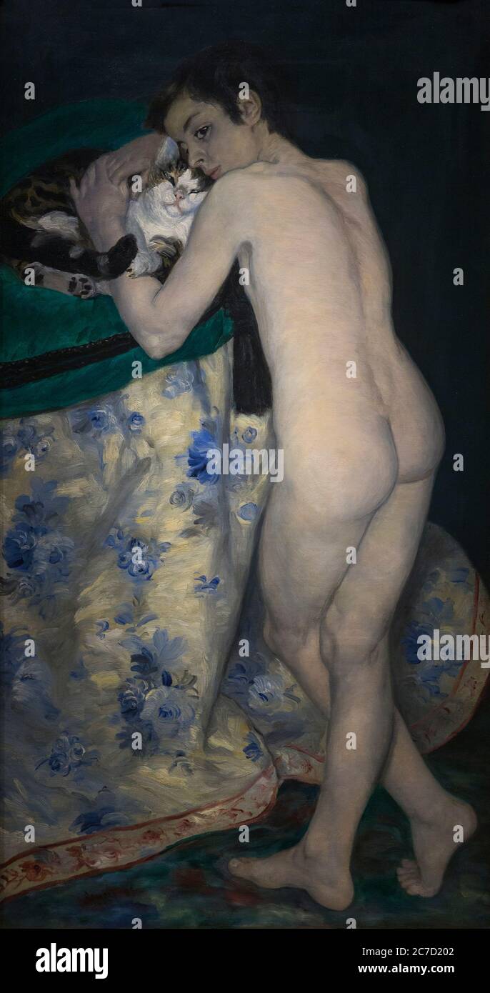 Junge mit Katze, Auguste Renoir, 1868, Musée d'Orsay, Paris, Frankreich, Europa Stockfoto