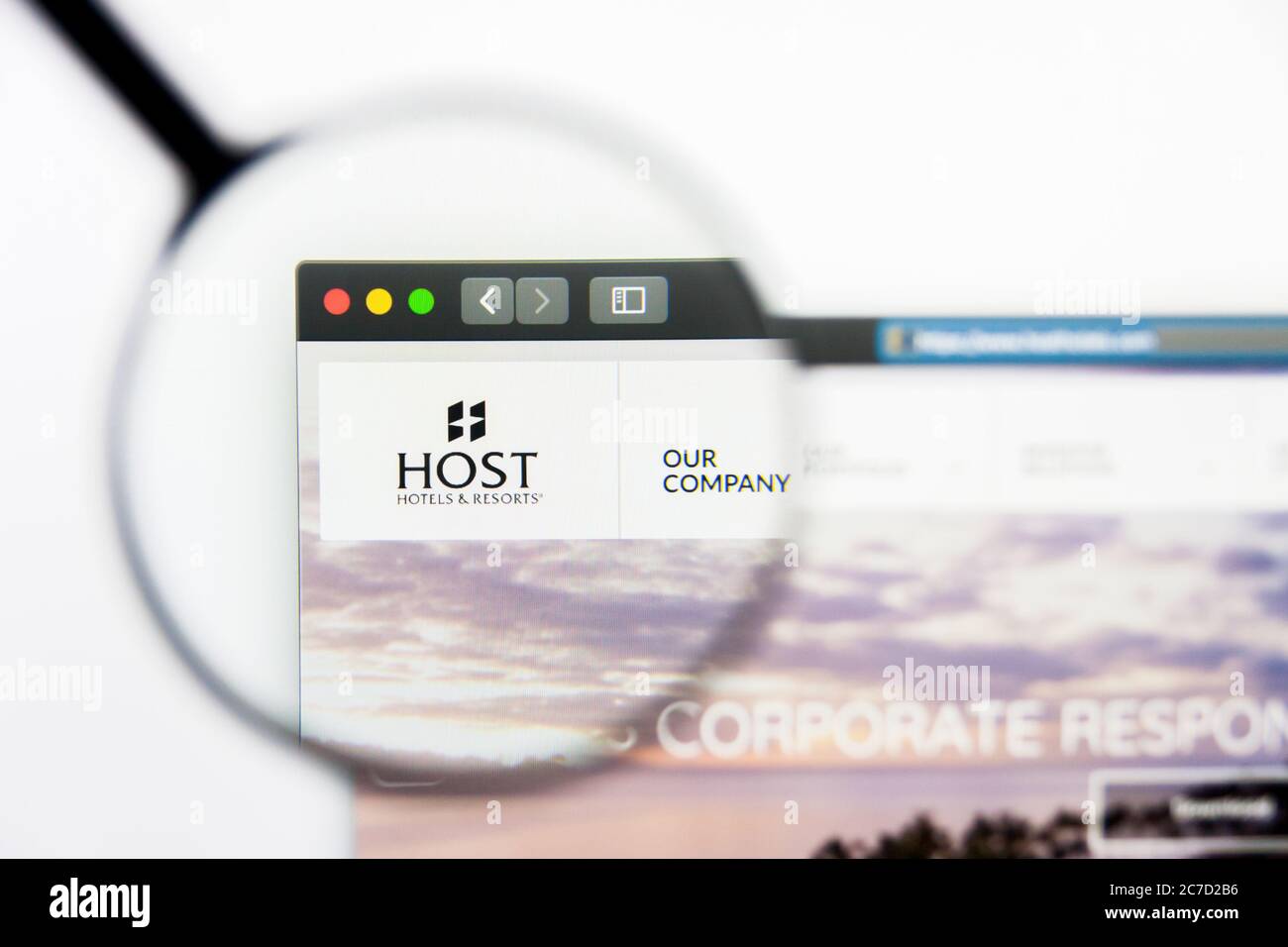 Los Angeles, Kalifornien, USA - 25. März 2019: Illustrative Editorial der Homepage der Host Hotels and Resorts. Host Hotels and Resorts Logo sichtbar Stockfoto