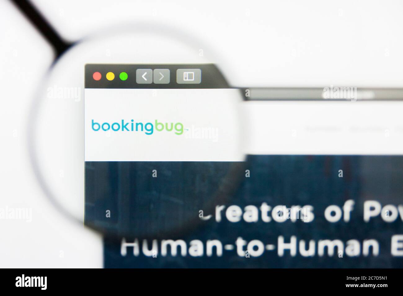 Los Angeles, California, USA - 29. März 2019: Illustrative Editorial der BookingBug Website Homepage. BookingBug-Logo auf dem Display sichtbar. Stockfoto