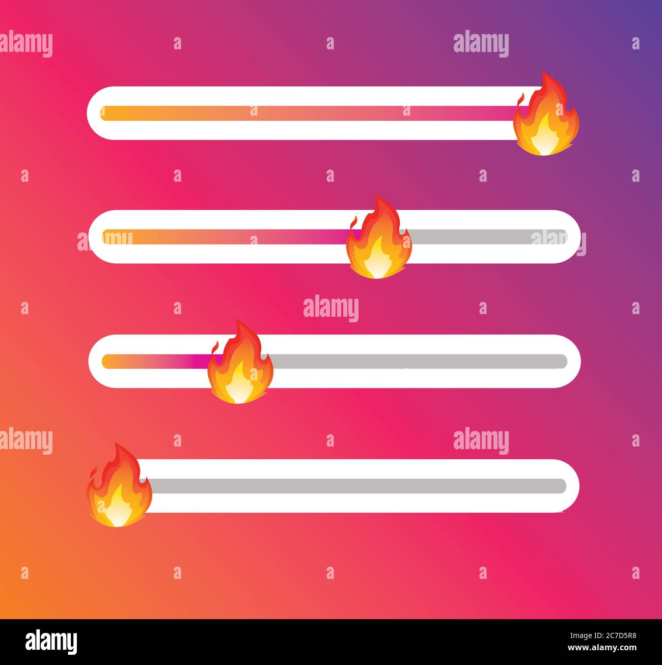 Insta Emoji-Schieberegler. Feuer Symbol.Feuer Emoticon.Feuer Emoji.Emoticon Ebene Schieberegler.Feedback Umfrage.Vektor-Feedback Umfrage Vorlage. Stock Vektor