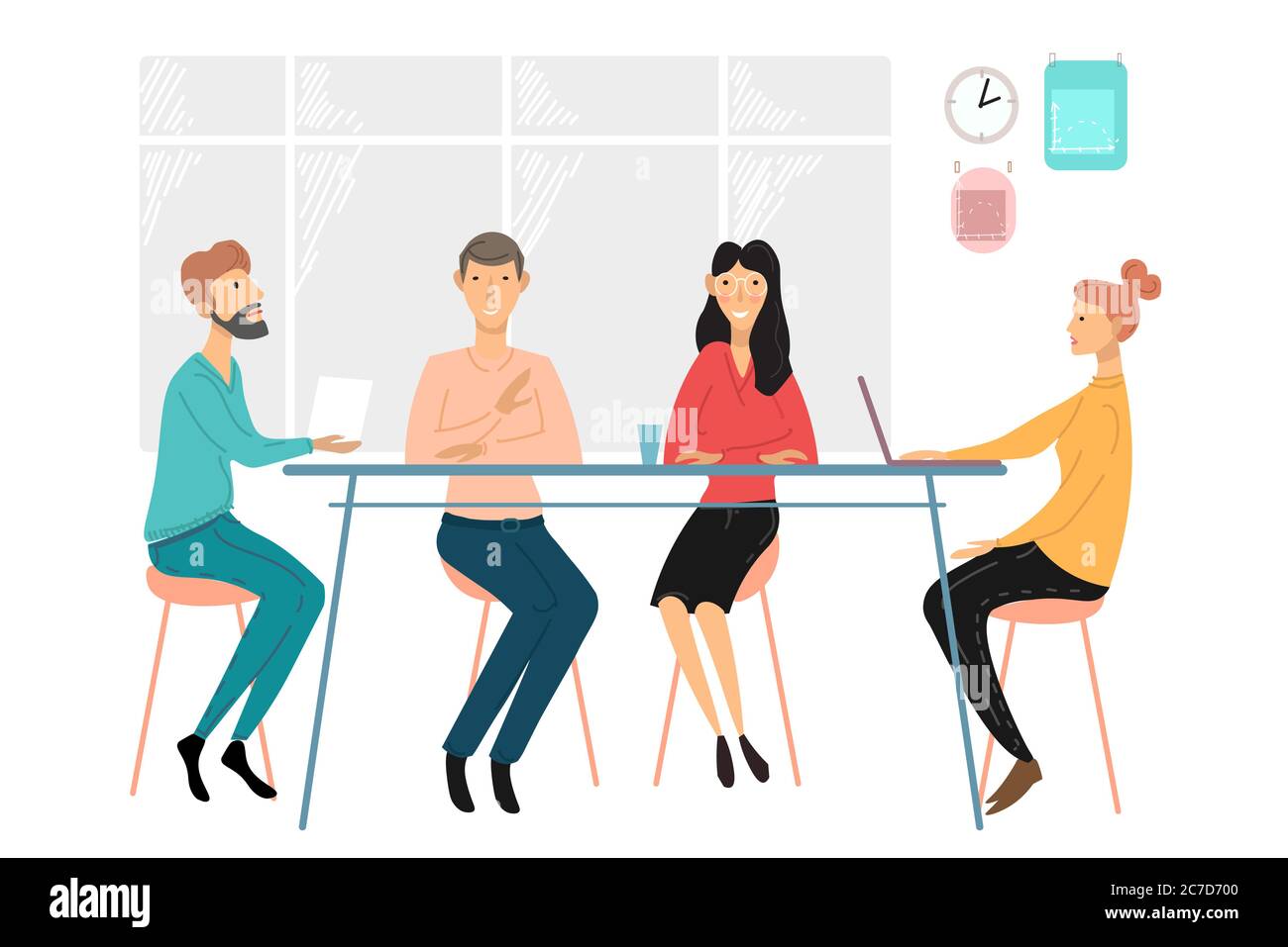 Cartoon business team meeting meeting Ausgeschnittene Stockfotos und ...