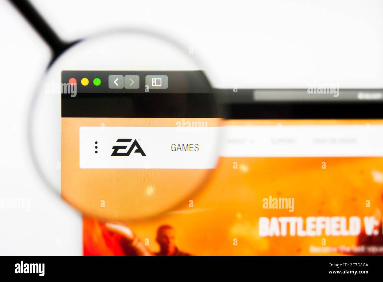 Los Angeles, Kalifornien, USA - 5. April 2019: Illustrative Editorial der Electronic Arts Website Homepage. Electronic Arts-Logo sichtbar auf dem Display Stockfoto